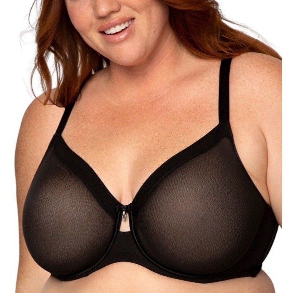 Curvy Couture Style 1311 Size 42I Sheer Mesh Full Coverage Unlined Underwire Bra